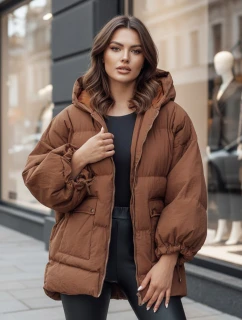 Dámská prošívaná bunda s kapucí PARIMA camel FashionStreet TY4510z