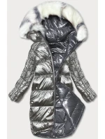 Grafitově-šedá oboustranná metalická zimní bunda  (p21-7901-27+61)