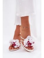 Dámské Pantofle Na Jehlách S Umělou Květinou Bílé Reyi