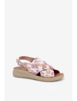 Dámské sandály z eko kůže s květinami multikolor Tosmelia