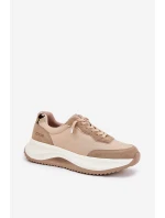 Dámské semišové tenisky na platformě Big Star RR274A345 HI-POLY SYSTEM Tmavě béžové