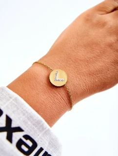 Dámský náramek celebrit s ornamentem a kubickými zirkony v zlatě