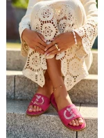 Dámské ploché pantofle s flitry S.Barski Fuchsia Dámské ploché pantofle s flitry S.Barski Fuchsia