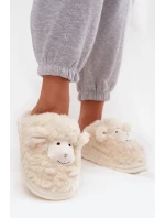 Dámské domácí pantofle s plyšovou ovčí podšívkou Sylline – béžové