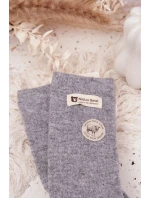 Dámské teplé vlněné ponožky s nášivkou – šedé Dámské teplé vlněné ponožky s nášivkou – šedé