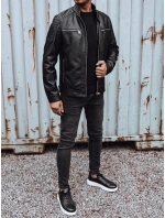 Pánská přechodná kožená bunda černá FashionStreet TX4731 Pánská přechodná kožená bunda černá FashionStreet TX4731