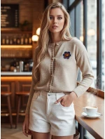 Dámský svetr s výšivkou AMELIE béžový FashionStreet MY2469