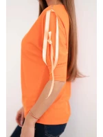 Dámská viskózová blůza s ozdobnými stuhami oranžová