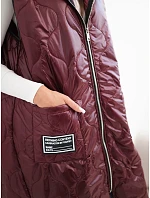Dámská prošívaná vesta Plus Size s kapucí zapínaná na zip tyrkysová Dámská prošívaná vesta Plus Size s kapucí zapínaná na zip tyrkysová