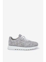 Semišové Vzorované Sportovní Boty Na Platformě S Leskem D&A LR51-635 Stříbrné Semišové Vzorované Sportovní Boty Na Platformě S Leskem D&A LR51-635 Stříbrné