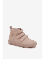Zateplené boty sneakers dětské na suchý zip Big Star SS374072 béžové