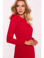 M814 Mini šaty s mašlí na rameni - červené