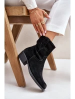 Dámské Zamszové Boty Cowboy Na Nízkém Podpatku Zateplené Sergio Leone BT284-S Černé