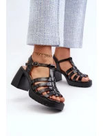 Dámské lakované sandály na vysokém podpatku, Black Aninifer