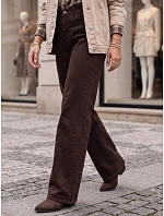 Dámské džíny s širokými nohavicemi a vysokým pasem, hnědé, FashionStreet UY3136 Dámské džíny s širokými nohavicemi a vysokým pasem, hnědé, FashionStreet UY3136