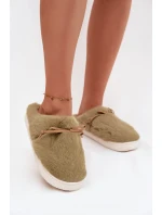 Kožešinové pantofle s mašličkou zelené Minella Kožešinové pantofle s mašličkou zelené Minella