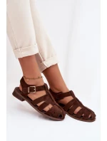 Dámské sandály Římské s zlatým přezkou Čokoládové Janessa