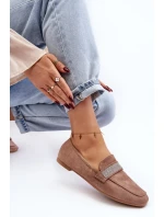 Dámské mokasíny s kamínky Světle hnědá Ralrika Dámské mokasíny s kamínky Světle hnědá Ralrika