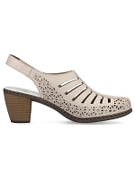 Kožené sandály na podpatku Rieker W RKR49B beige