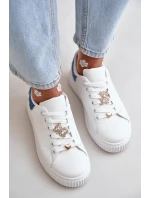 Nízké Tenisky Z Eko Kůže S Připevněnými Dekoracemi Bílá-Modrá Cillione