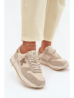 Kožené Semišové Dámské Tenisky Na Platformě Kobbo 100103 Béžové