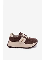 Dámské tenisky na platformě z přírodní semiše čokoládové Rosinae