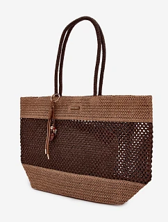 Velká Pletená Nákupní Taška s Přívěskem Hnědá Lucette