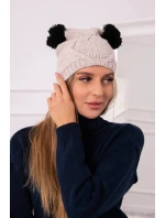 Fleecová čepice 2 bambulky K291 béžová - Oliwier Fleecová čepice 2 bambulky K291 béžová - Oliwier