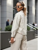 Dámská oversize džínová bunda MOLI light beige FashionStreet TY4133