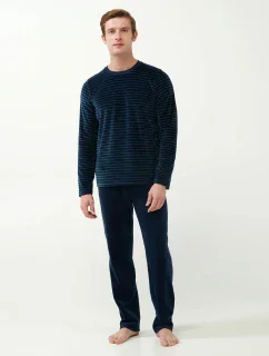 Vamp - Sametové pruhované pyžamo 21711 - Vamp