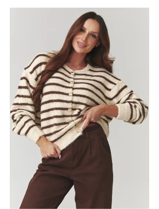 Svetr na zapínání  model 220765 Makadamia