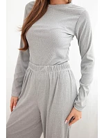 Dámská viskózová souprava s halenkou a širokými kalhotami šedá Dámská viskózová souprava s halenkou a širokými kalhotami šedá