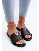 Dámské sandály z ekokože na ploché podrážce, černé Maliha