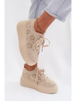 Spletané dámské tenisky na platformě Béžové Evalora