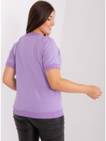Světle fialová dámská halenka plus size s krátkým rukávem