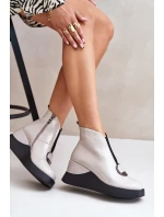 Lakovane Boty Na Klínu Zateplené D&A MR880-136 Světle šedé Lakovane Boty Na Klínu Zateplené D&A MR880-136 Světle šedé