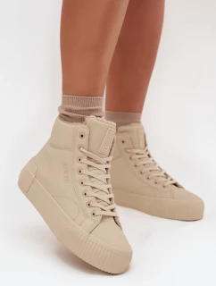 Zateplené dámské tenisky na platformě Big Star OO274795 Béžové