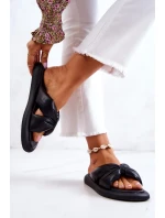 Dámské módní kožené pantofle Černá Savirra Dámské módní kožené pantofle Černá Savirra