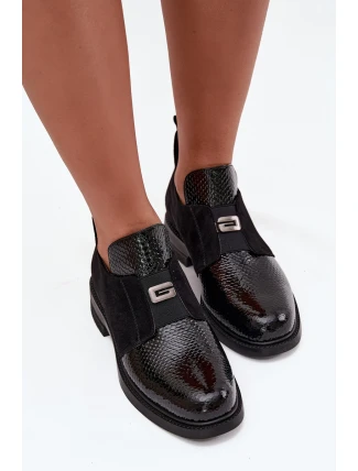 Dámské botky Vinceza – černé, lakované, zateplené, na nízkém podpatku