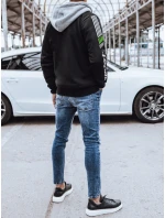 Pánská zateplená mikina s potiskem černá FashionStreet BX5613