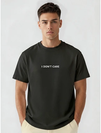 Pánské tričko oversize s nápisem I DON'T CARE černé FashionStreet NX1044R