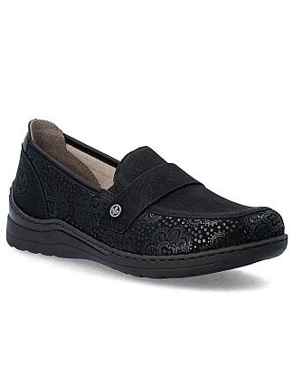 Dámské polobotky – pohodlné černé mokasíny Rieker 48968-00 Dámské polobotky – pohodlné černé mokasíny Rieker 48968-00