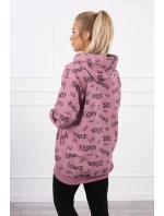 Mikina s nápisy tmavě růžová