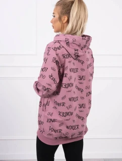 Mikina s nápisy tmavě růžová
