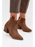Kovbojky z pravé semišové kůže Zazoo 3153 Khaki