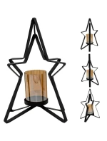 KOVOVÝ SVÍCEN 31,5 CM HVĚZDA SLÍDA