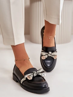 Kožené Dámské Polobotky Mokasíny Černé S.Barski HY42-330