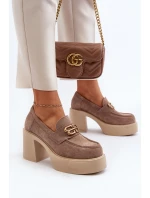 Zazoo 20170 Dámské Semišové Polobotky na Podpatku Beige