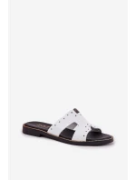 Zazoo 40326 Lakované Dámské Pantofle S Dekorativními Výřezy Bílé