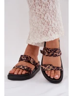 Dámské platformové sandály s pásky a zlatými sponami Leopard Rirea